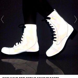 BRAND NEW REFLECTIVE COMBAT RAVE BOOTS DOLLS KILL